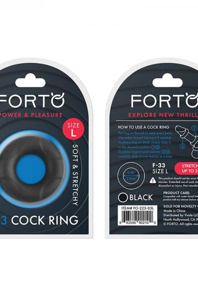 Forto F-33: 25mm 100% Liquid Silicone C-ring Lg Black - ACME Pleasure