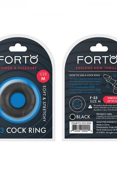 Forto F-33: 21mm 100% Liquid Silicone C-ring Med Black - ACME Pleasure