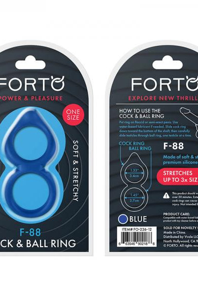 Forto F-88: Double Ring 100% Liquid Silicone Blue - ACME Pleasure