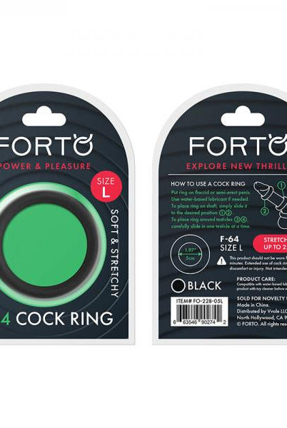 Forto F-64: 50mm 100% Silicone Ring Wide Lg Black - ACME Pleasure