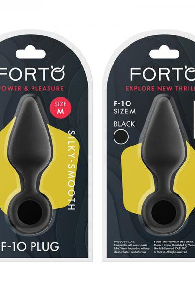 Forto F-10: Silicone Plug W/ Pull Ring Med Black - ACME Pleasure