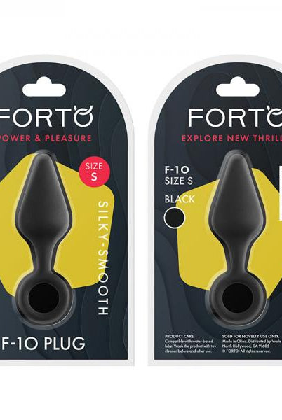 Forto F-10: Silicone Plug W/ Pull Ring Sm Black - ACME Pleasure