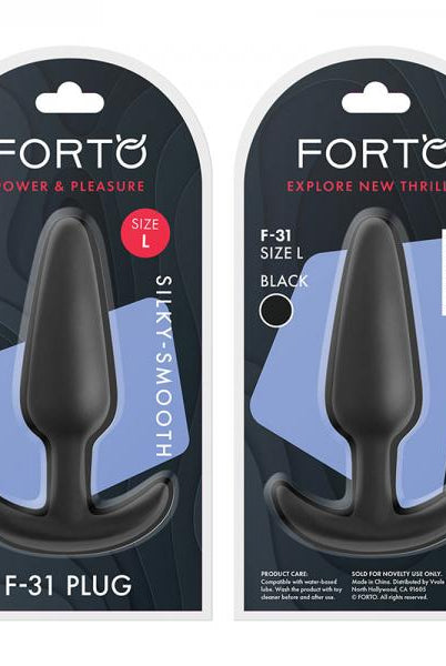Forto F-31: 100% Silicone Plug Lg Black - ACME Pleasure