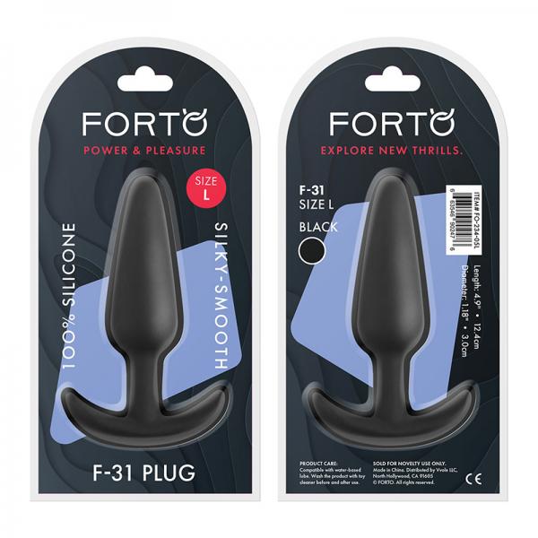 Forto F-31: 100% Silicone Plug Lg Black - ACME Pleasure