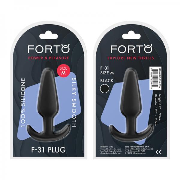Forto F-31: 100% Silicone Plug Med Black - ACME Pleasure
