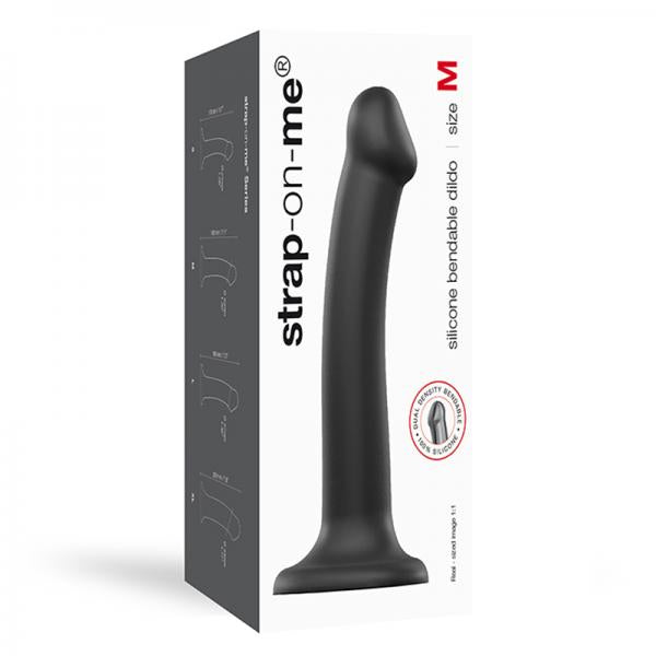 Strap-on-me Semi-realistic Dual Density Bendable Dildo Black Size M - ACME Pleasure