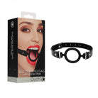 Ouch! Silicone Ring Gag With Leather Straps - Black - ACME Pleasure