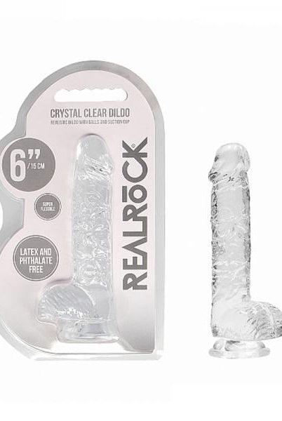 Realrock Realistic Dildo With Balls 6in Transparent - ACME Pleasure