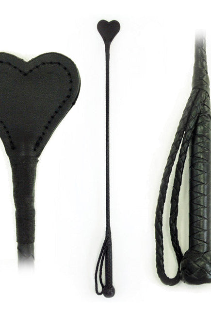 Riding Crop Heart Leather 26in - ACME Pleasure
