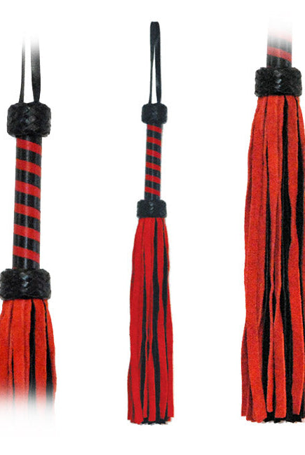 Flogger Red-Black Suede Tails 18in - ACME Pleasure