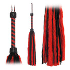 Flogger Red Fur Black Suede Tails 26in - ACME Pleasure