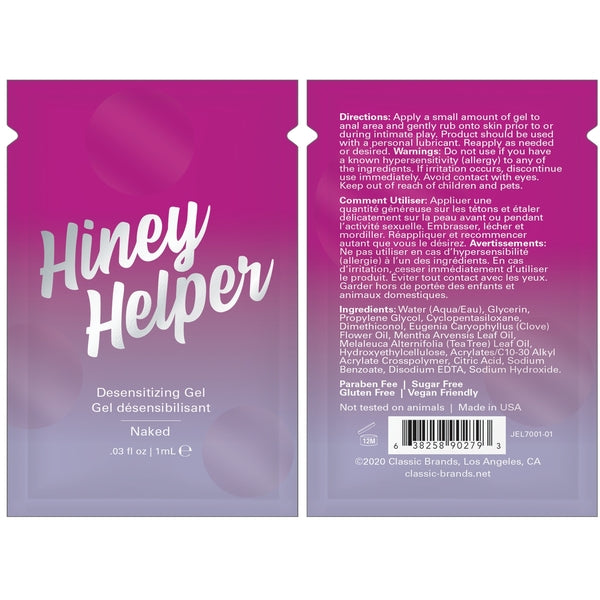 HINEY HELPER DESENSITIZING GEL - FOIL - 0.03 fl oz | 1 mL - ACME Pleasure