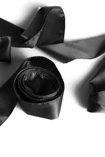 Silky Tie-ups Black Satin - ACME Pleasure